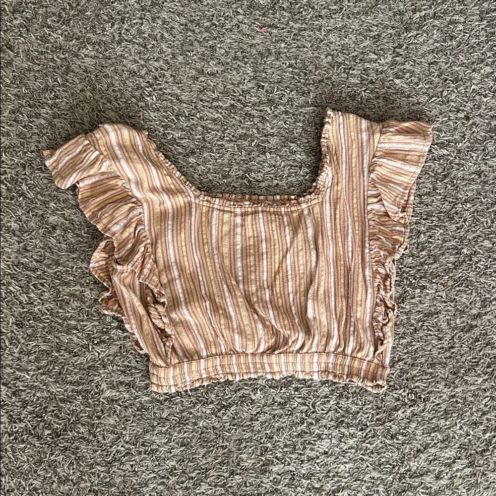 Striped Ruffle Crop Top - Picture 2 of 2